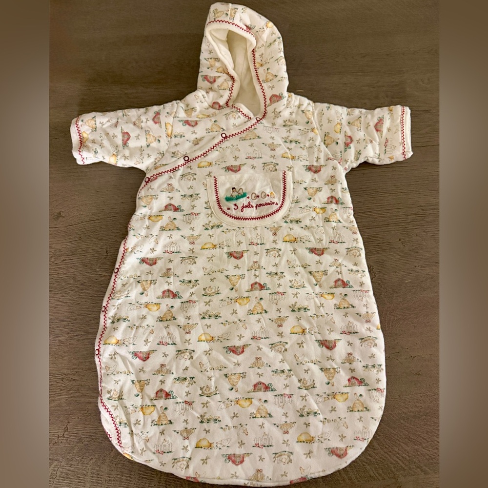 Petit Bateau “3 Joli’s poussins” hooded sleep sack
